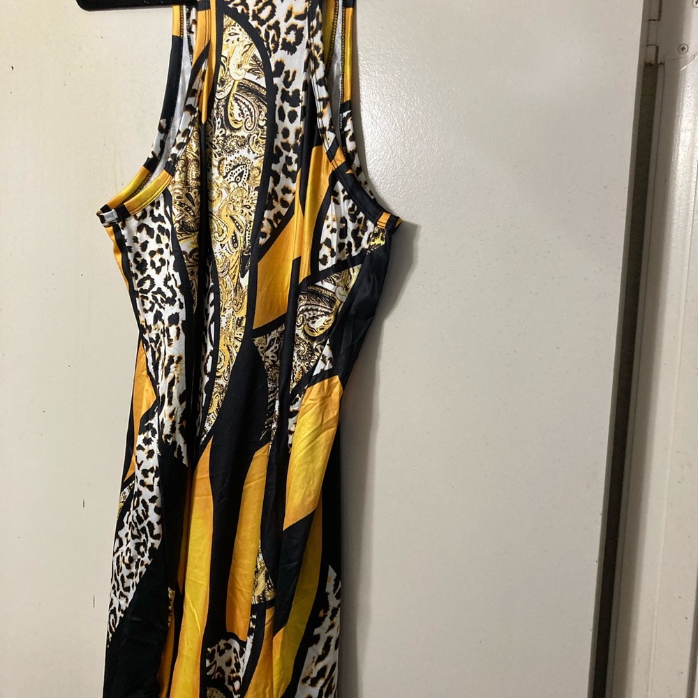 Yellow and Black Printed Racerback Dress